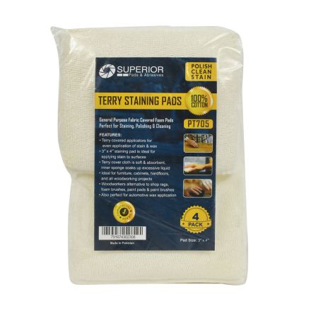Superior Parts PT705 3 Inch x 4 Inch Terry Staining Pads -100% Cotton (Pack of 4)