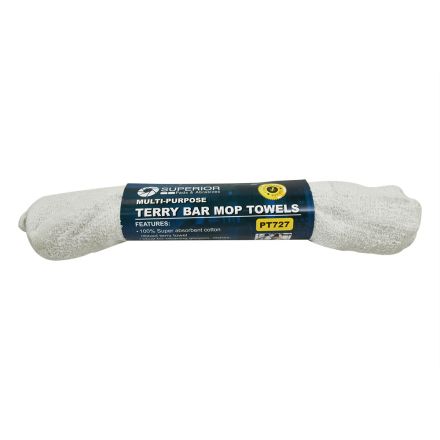 Superior Parts PT727 14 Inch x 17 Inch White Terry Mop Towel - 100% Cotton - 3/Pack
